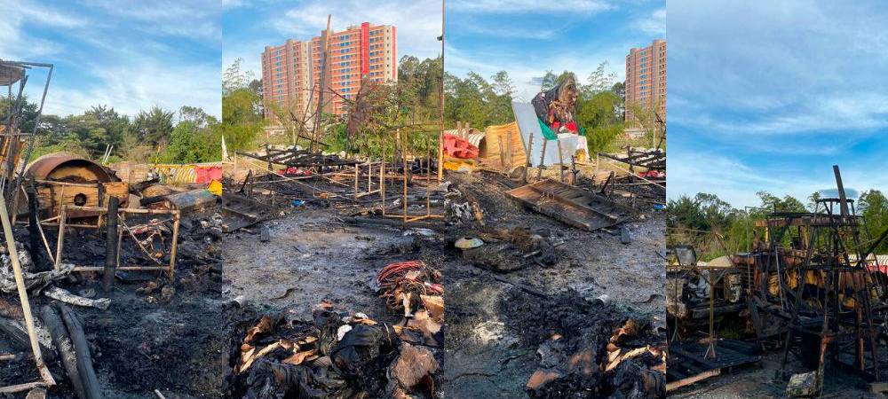 Algunas de las figuras quedaron resumidas en cenizas. /FOTO: ALCALDÍA DE ENVIGADO. 