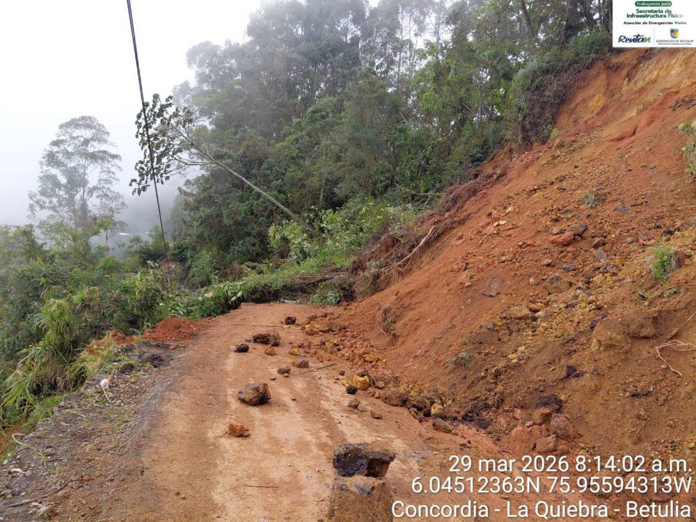 Así está la vía. FOTO: CORTESÍA GOBERNACIÓN DE ANTIOQUIA