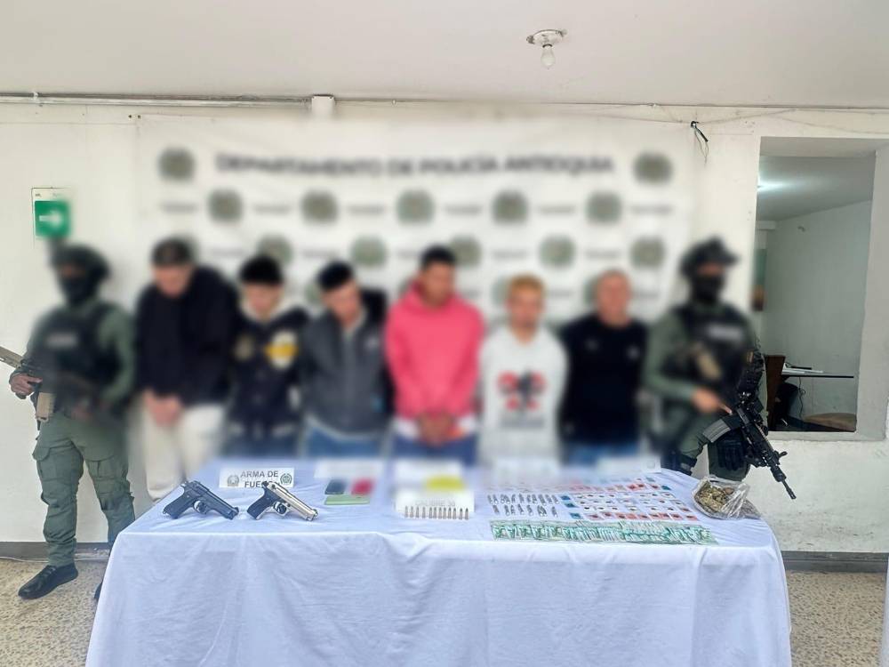 Foto de los capturados. FOTO: CORTESÍA DEPARTAMENTO DE POLICÍA ANTIOQUIA