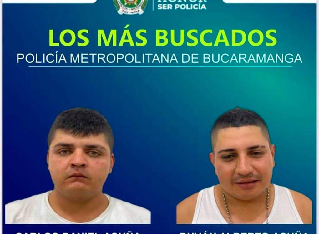 $!Los hermanos hacían parte del cartel de los más buscados por la policía de Bucaramanga. /FOTO: CORTESÍA.