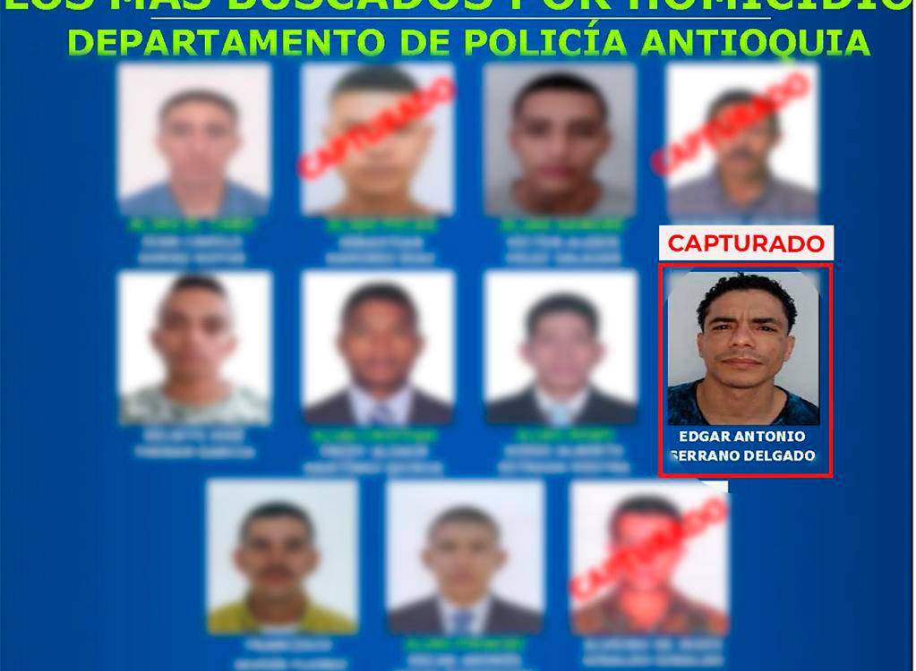 $!Los más buscados por homicidio en Antioquia. /FOTO: POLICÍA NACIONAL