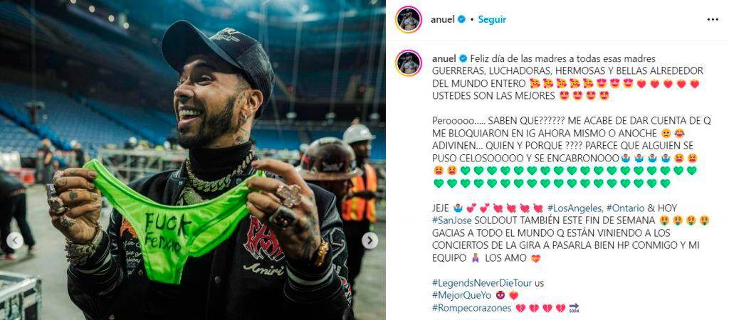 Publicación de Anuel. /FOTO: TOMADA DE REDES SOCIALES.