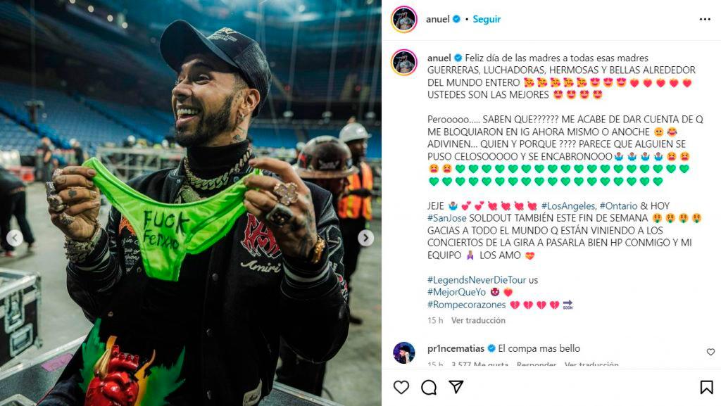 Publicación de Anuel. /FOTO: TOMADA DE REDES SOCIALES.