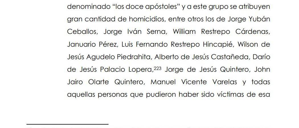Sentencia en segunda instancia, Tribunal Superior de Antioquia. Sala Penal de Decisión. Página 300.
