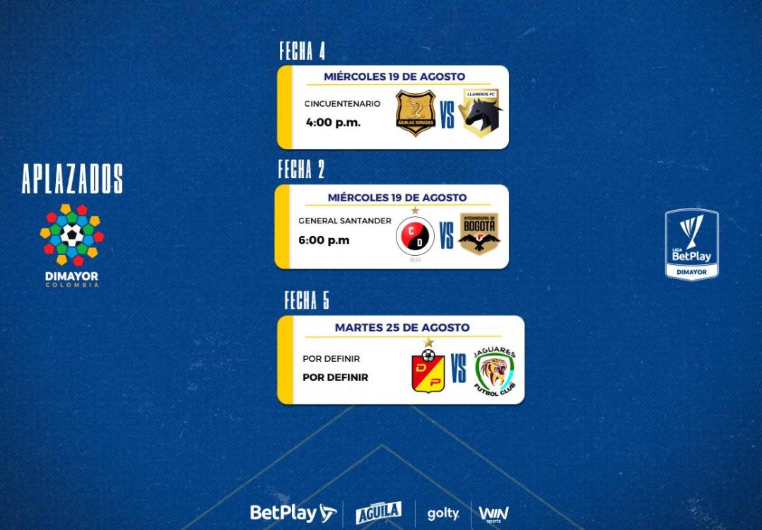 Programación partidos aplazados Liga Betplay. FOTO: CORTESÍA DIMAYOR