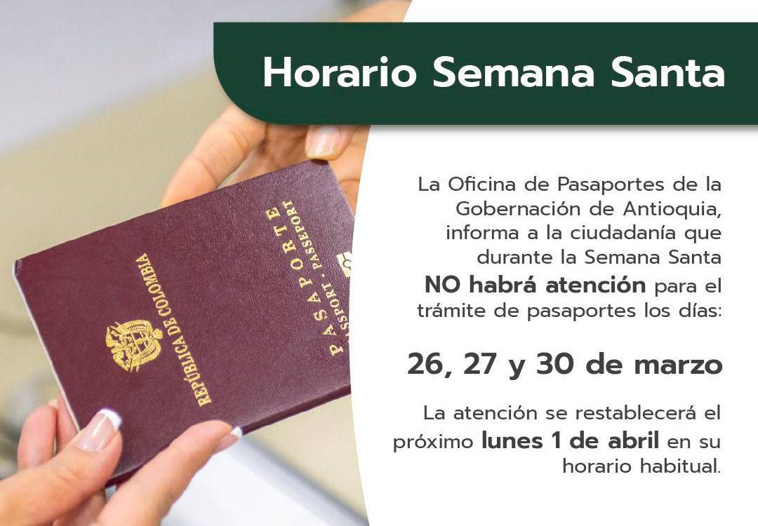 $!¡Ojo! Durante Semana Santa la Alcaldía de Medellín y la Gobernación modifican sus horarios de atención al público
