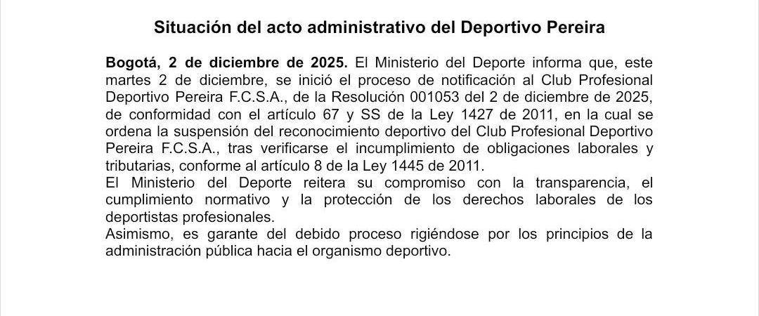 En palabras simples: si no se corrige pronto, podría terminar desafiliado. IMAGEN: MINISTERIO DEL DEPORTE
