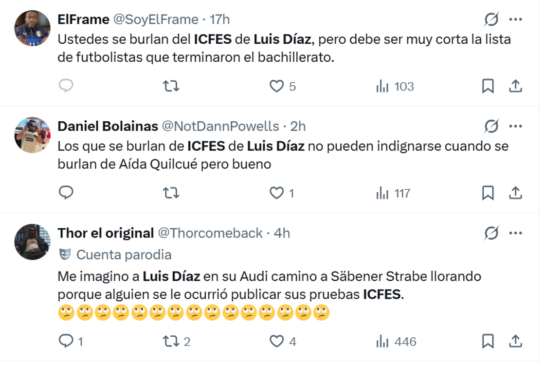 Comentarios en X. FOTO: CAPTURA DE PANTALLA