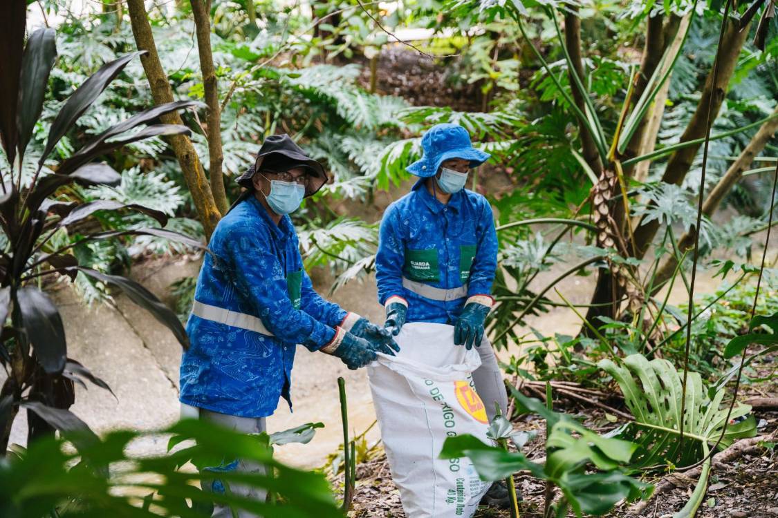 A la par de la intervención, se realizan campañas de sensibilización a niños, jóvenes y adultos con los llamados guardaquebradas. FOTO: CORTESÍA ALCALDÍA DE MEDELLÍN