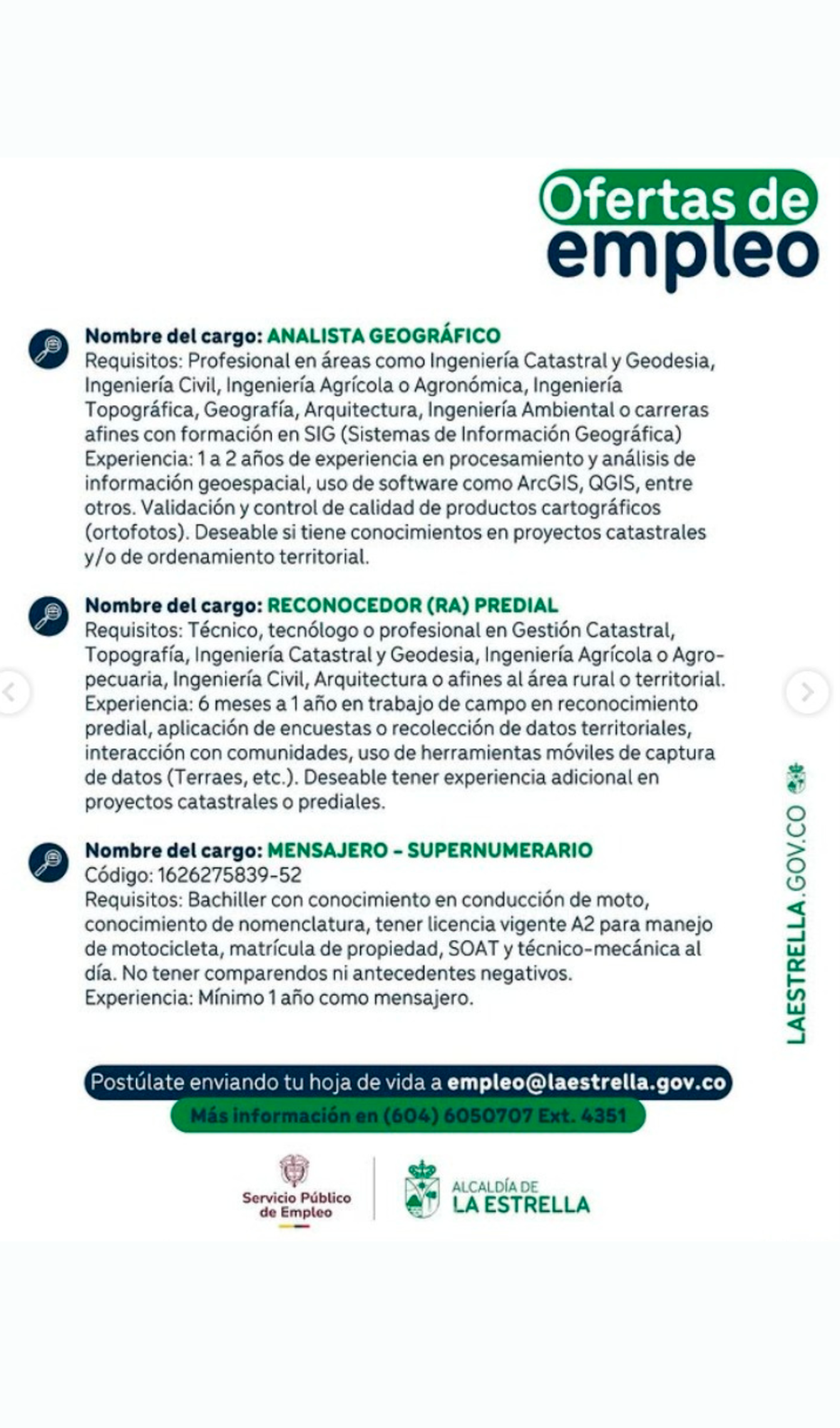 ¿Desempleado en La Estrella? Conozca 24 vacantes disponibles