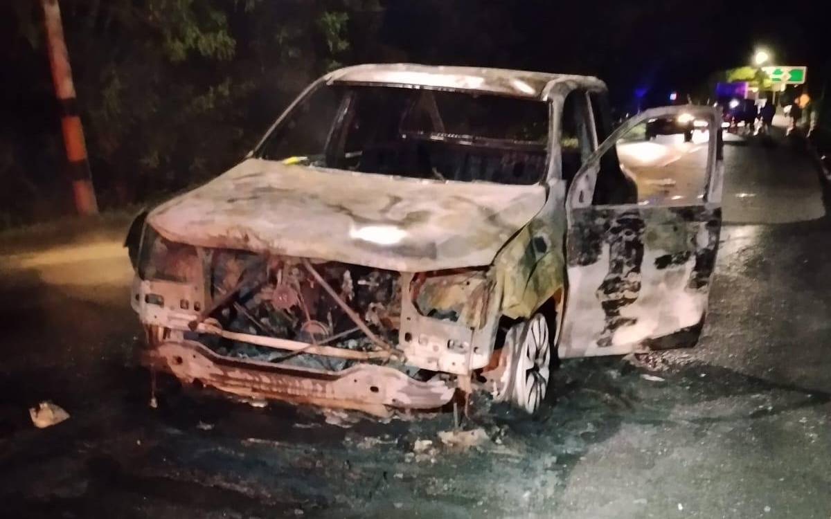 Así quedó el vehículo tras los hechos. FOTO: CORTESÍA TELEREGIÓN