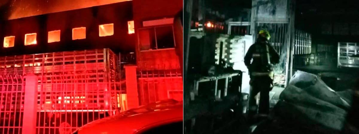 Bomberos atendieron incendio en empresa Carrocerías Panamericana en Copacabana. /FOTOS: TOMADAS DE FACEBOOK (Bomberos Voluntarios Copacabana) 