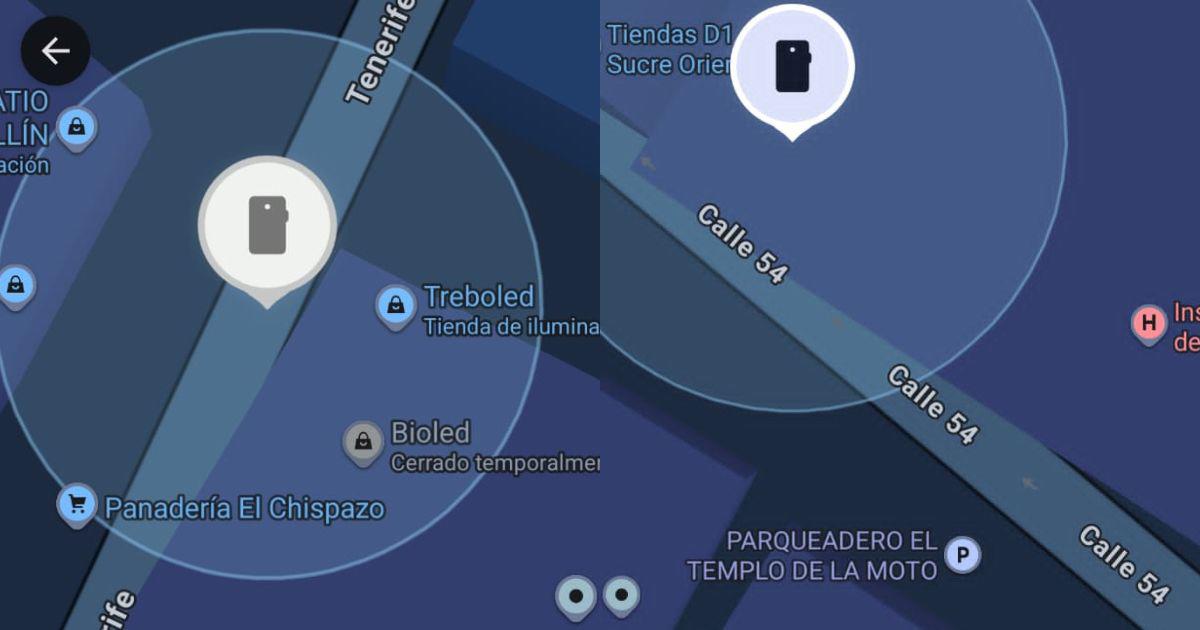 Dos señales registradas por GPS en Medellín. Izquierda carrera 55 entre calles 51 y 52, derecha en la calle 54 con carreras 46 y 47. FOTO: PROPORCIONADA POR LA FAMILIA