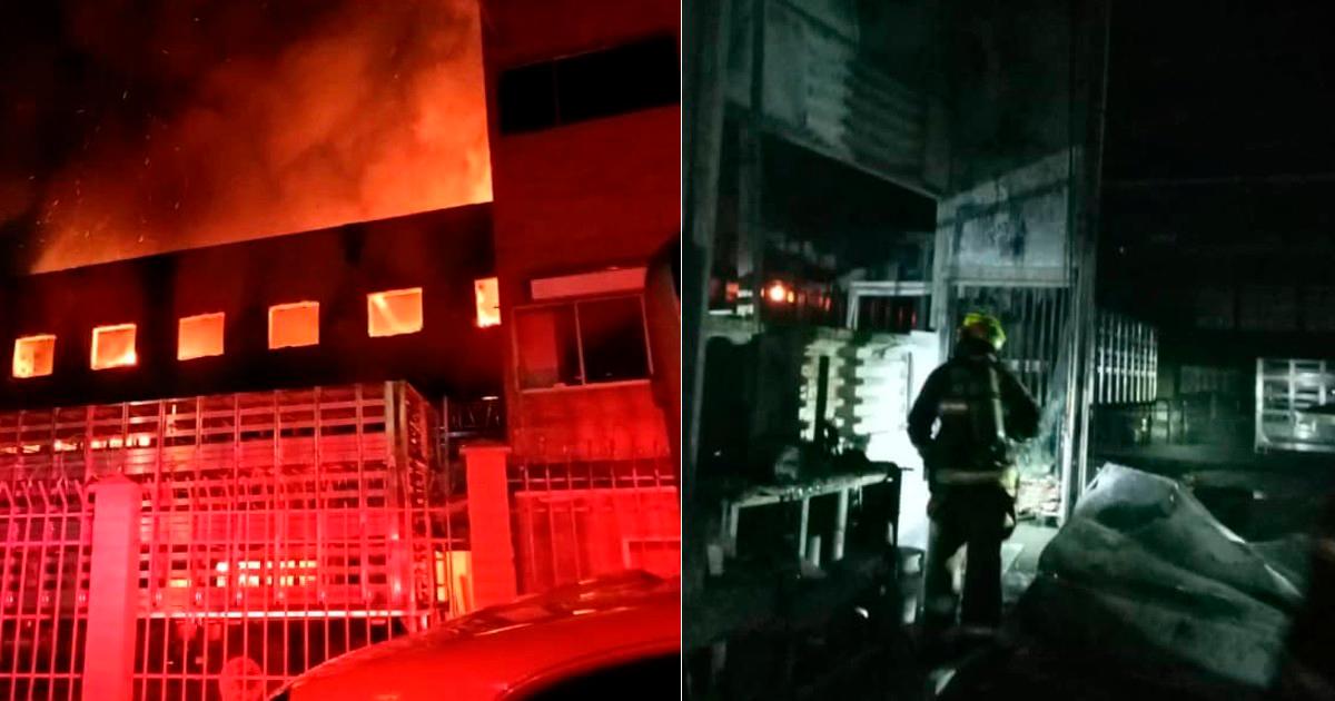 Bomberos atendieron incendio en empresa Carrocerías Panamericana en Copacabana. /FOTOS: TOMADAS DE FACEBOOK (Bomberos Voluntarios Copacabana)