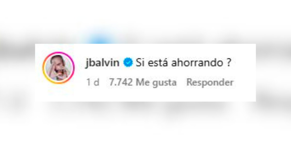 Este es el mensaje de J Balvin en la publicación de Ryan Castro. <b><span class=mln_small-caps_mln>/FOTO: CAPTURA DE PANTALLA</span></b>