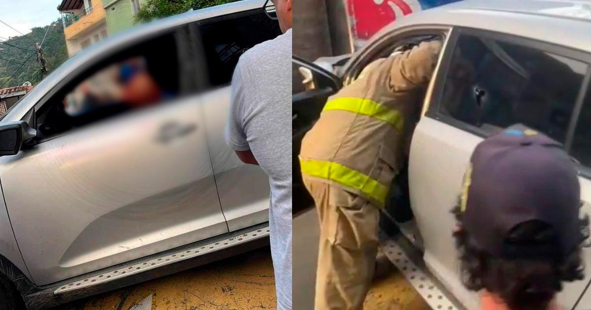 Óscar Mauricio Salazar quedó malherido al interior de su vehículo. /FOTO: CORTESÍA DENUNCIAS ANTIOQUIA