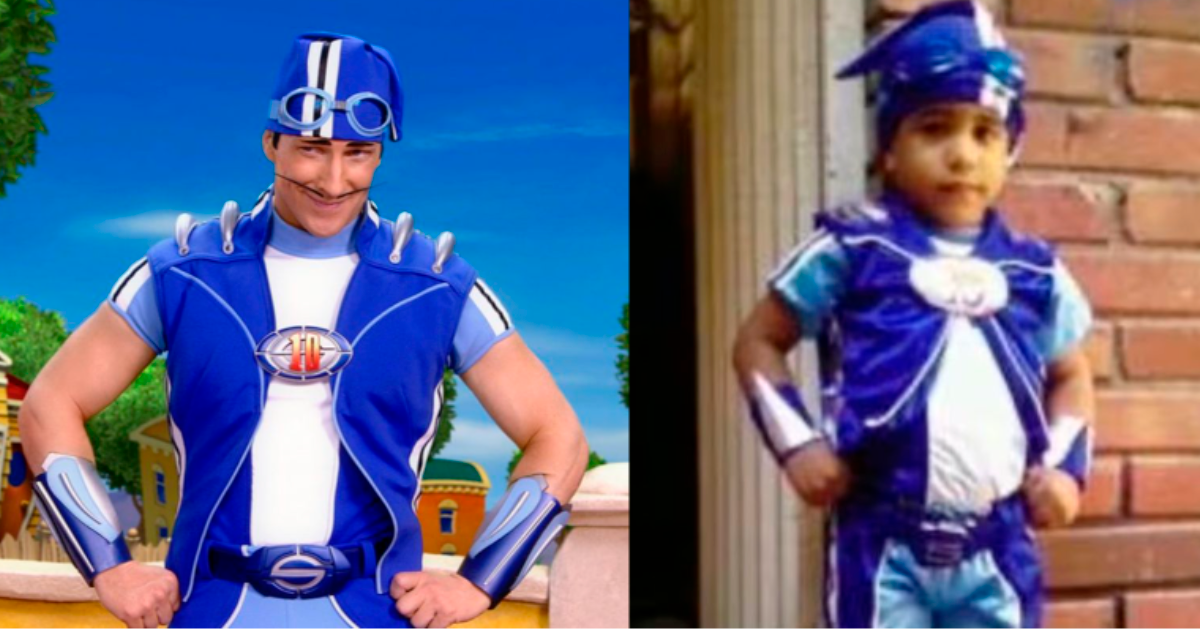 Magnus Scheving en su personaje de ‘Sportacus’ (izq) y Ángel Barajas disfrazado de él. / FOTOS: TOMADAS DE LA WEB.