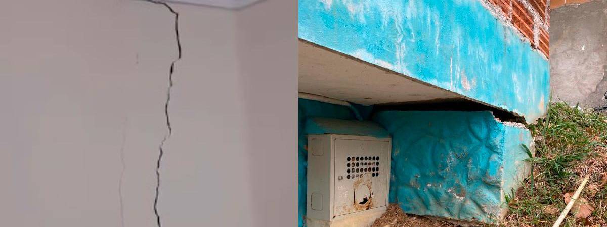 Grietas en casas por temblor en Bello. /FOTOS: CORTESÍA DENUNCIAS ANTIOQUIA 