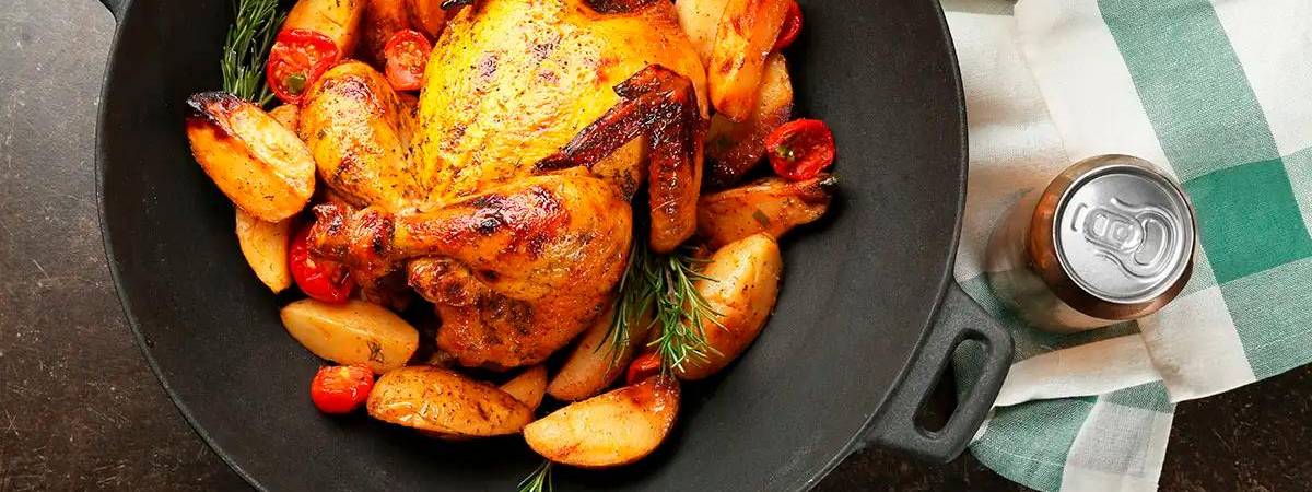 Así quedaría el pollo a la cerveza con papas al romero. /FOTO: TOMADA DE LA CENTRAL MAYORISTA DE ANTIOQUIA 