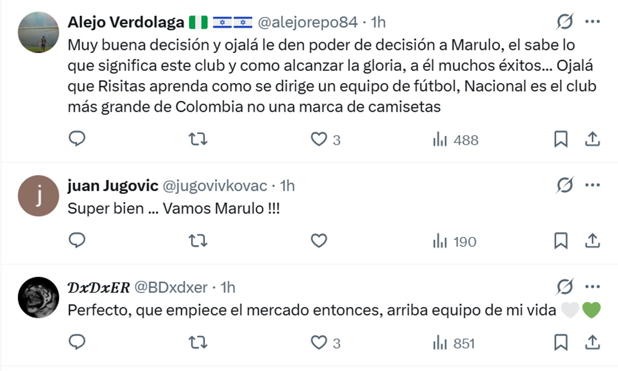 Comentarios sobre la llegada de Víctor Marulanda a Nacional. FOTO: X