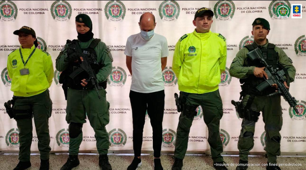 Captura de alias El Flaco, presunto cabecilla de red narcotraficante que enviaba cocaína a Australia. /FOTO: CORTESÍA FISCALÍA