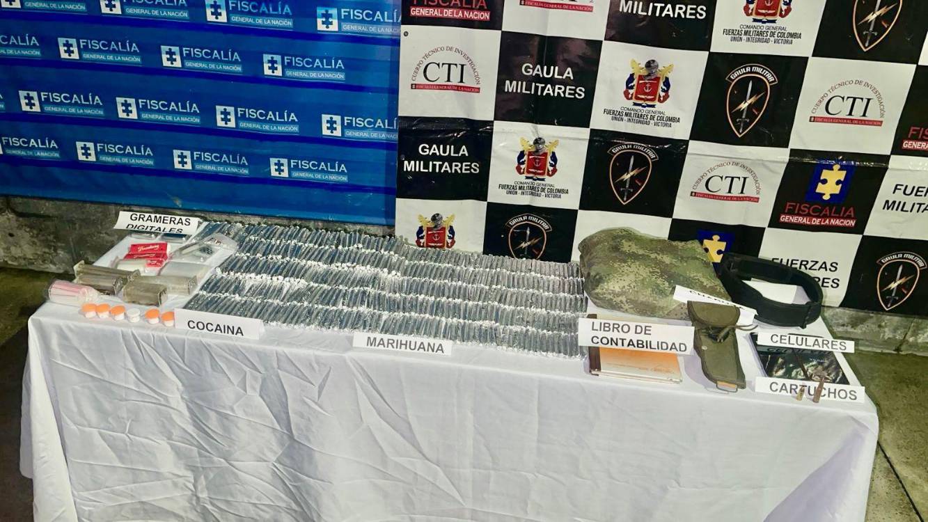 La droga y otros elementos incautados durante a captura de alias Tripa. FOTO: SÉPTIMA DIVISIÓN DEL EJÉRCITO