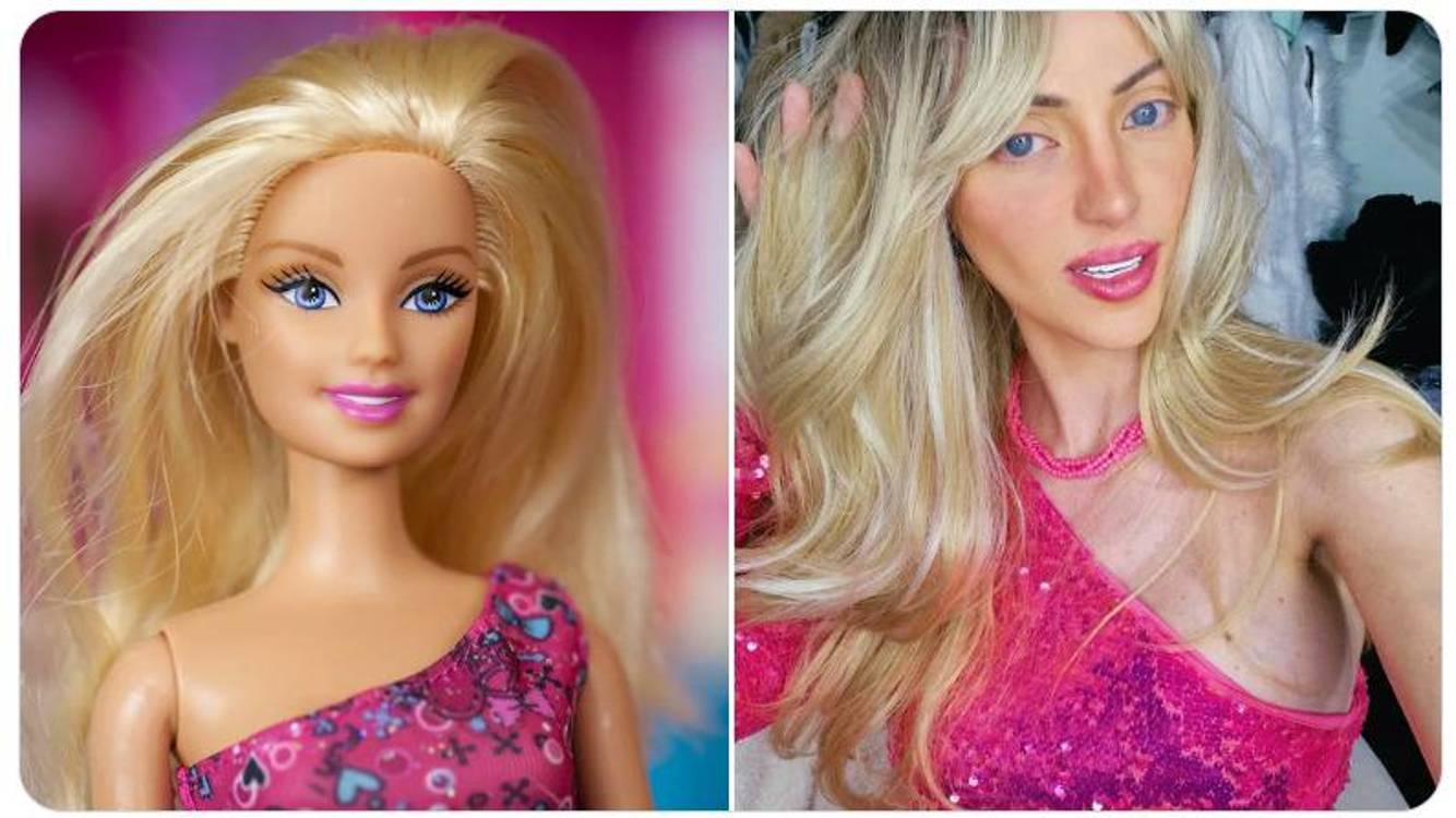 Aproximadamente 27 cirugías estéticas se realizó Bárbara Jankavski para parecerse a la Barbie de Mattel. <b><span class=mln_small-caps_mln>/ FOTO: X @voxpoptr</span></b>