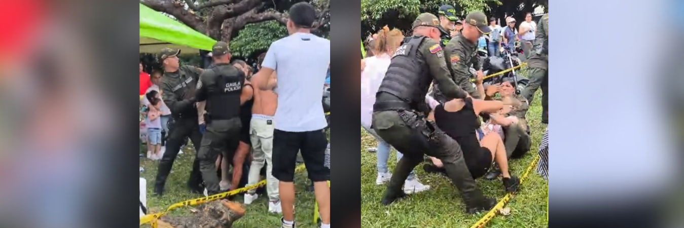 Riña en pleno Desfile de Autos Clásicos y Antiguos en Medellín. /FOTOS: DENUNCIAS ANTIOQUIA