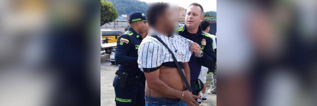 Hombre capturado en Guarne. FOTO: MI ANTIOQUIA