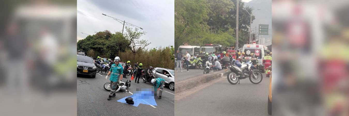 Izquierda: accidente con motociclista fallecido en la Regional, en Medellín. Derecha: accidente en la autopista Sur, en Bello. FOTOS: TOMADA DE CHISME FRESCO MEDELLÍN Y CORTESÍA DENUNCIAS ANTIOQUIA