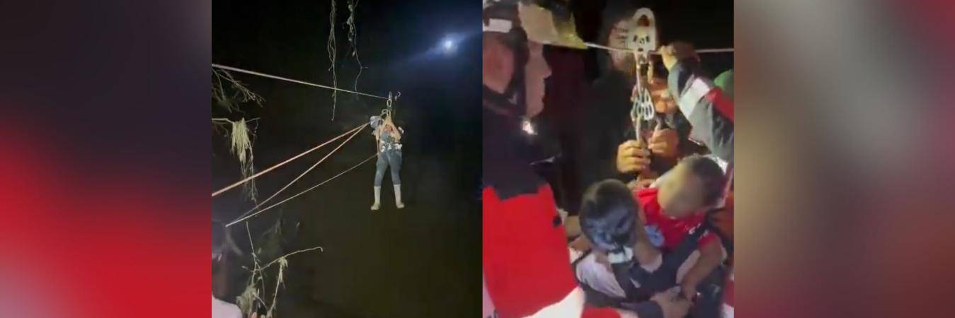 Rescate de una familia en Necoclí. FOTO: REDES SOCIALES @AndresJRendonC