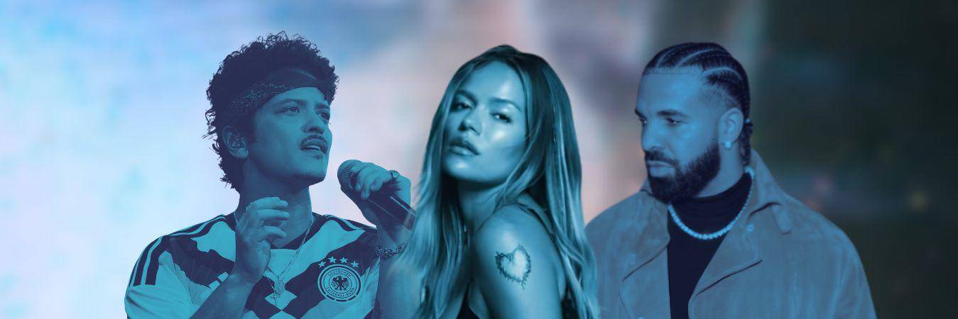De izquierda a derecha: Bruno Mars, Karol G y Drake, quienes colaboraron con la paisa en su nuevo disco. FOTOS: INSTAGRAM @BRUNOMARS, @KAROLG Y @DRAKE