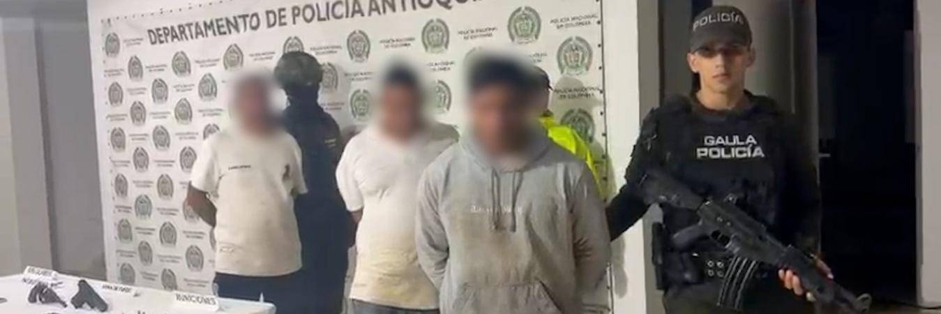 Capturados por el secuestro de comerciante en Caucasia. FOTO: POLICÍA ANTIOQUIA