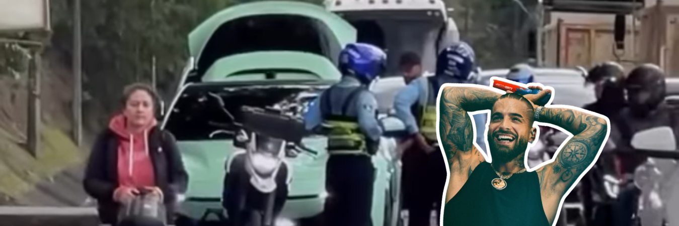 Momento en el que guardas de tránsito interceptaron a Maluma en las calles de Medellín. /FOTO: TOMADA DE VIDEO 