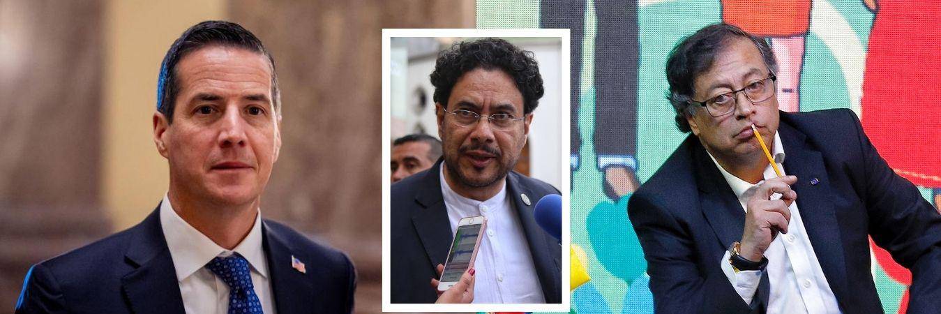 Aunque la declaración de Gustavo Petro (a la derecha) fue desmentida por Bernie Moreno (a la izquierda), Iván Cepeda (en el centro) se pronunció sobre las supuestas amenazas. FOTO: GETTY IMAGES Y COLPRENSA