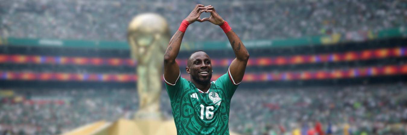 Julián Andrés Quiñones, autor del primer gol del Mundial 2026. FOTO: AFP (QUIÑONES) Y GETTY (FONDO)