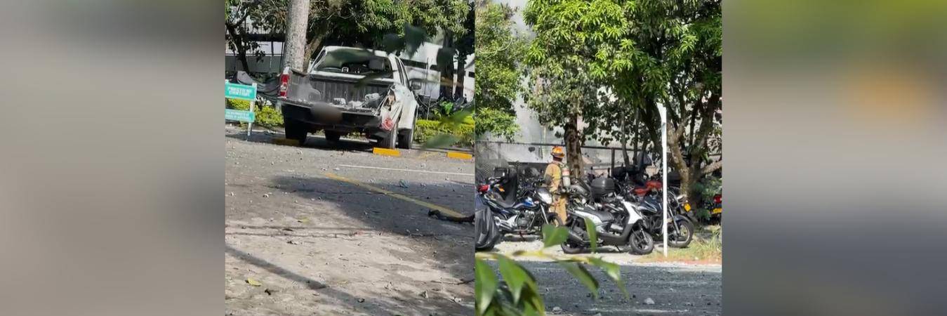 Así quedó el comando de Policía Antioquia tras la explosión. FOTO: CORTESÍA