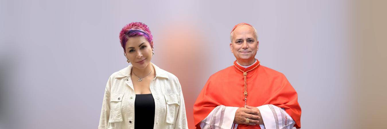 Ayda Valencia, reconocida médium y vidente colombiana, y el papa León XIV. FOTO: INSTAGRAM AYDASANACION Y GETTY IMAGES