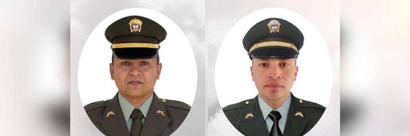 Los subintendentes de la Policía Wilmer Ovidio Gallego Sepúlveda (izquierda) y Edwin Danilo Chamorro Bastidas, asesinados en zona rural de Betulia. /FOTO: POLICÍA NACIONAL