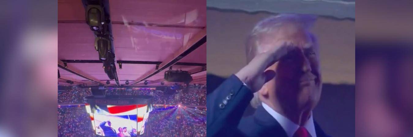 A Donald Trump se le vio haciendo un saludo militar mientras lo abucheaban. FOTOS: @DANIMAYAKOVSKY