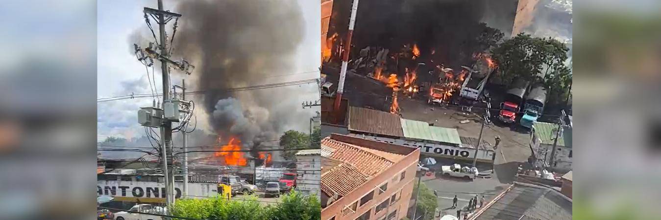 En las imagénes se ve la magnitud del incendio, en el que un parqueadero también habría resultado afectado. FOTOS: CORTESÍA DENUNCIAS ANTIOQUIA