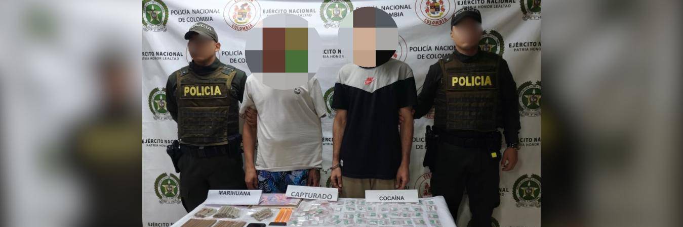 Captura de Gregorio y Alejandro en la vereda Ajizal, en Itagüí. FOTO: ALCALDÍA DE ITAGÜÍ
