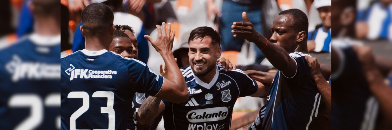 Francisco Fydriszewski (mitad) le anotó a La Equidad y venía de marcarle doblete a Deportivo Pasto. /FOTO: DIM 