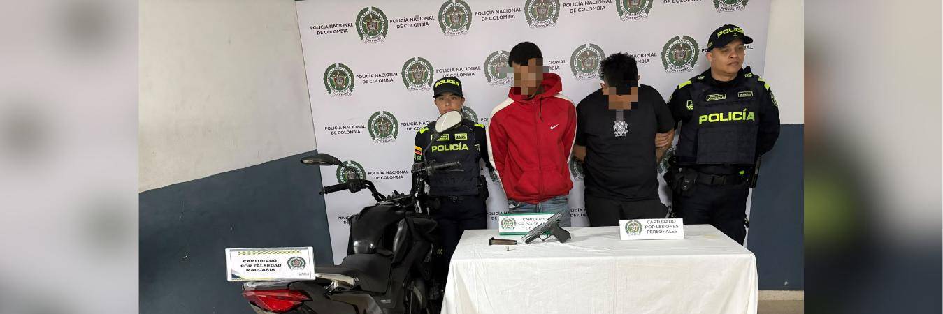 Capturados por el delito de lesiones personales. FOTO: CORTESÍA POLICÍA METROPOLITANA