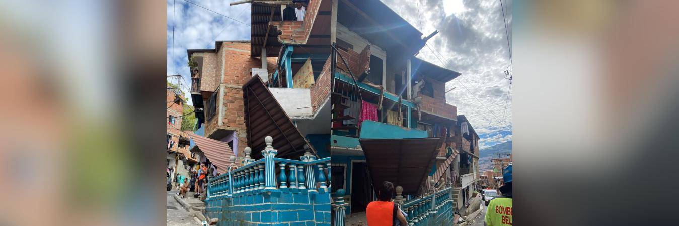 Desplome de un balcón en el municipio de Bello. FOTO: ALCALDÍA DE BELLO
