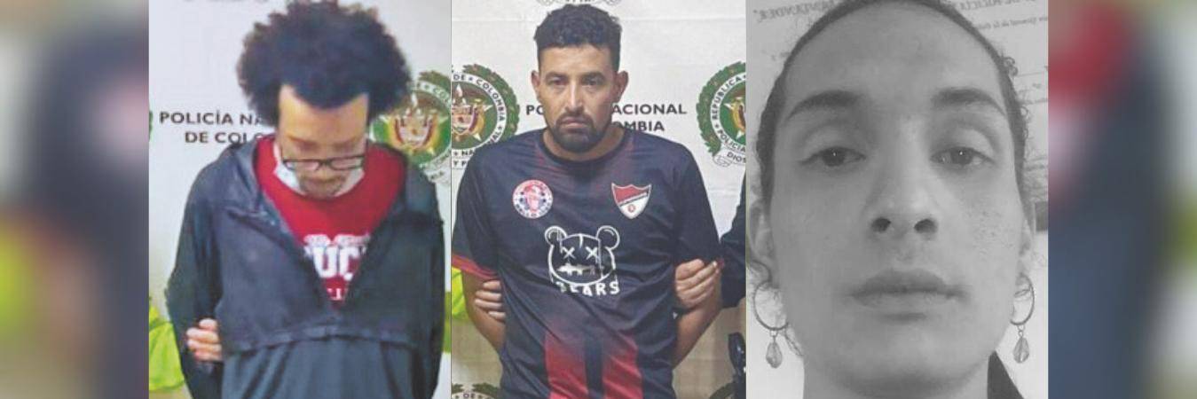 Alias Chuky (izq.) y alias Teta (centro), presuntos asesinos de Sara Millerey (der.). FOTOS: CORTESÍA