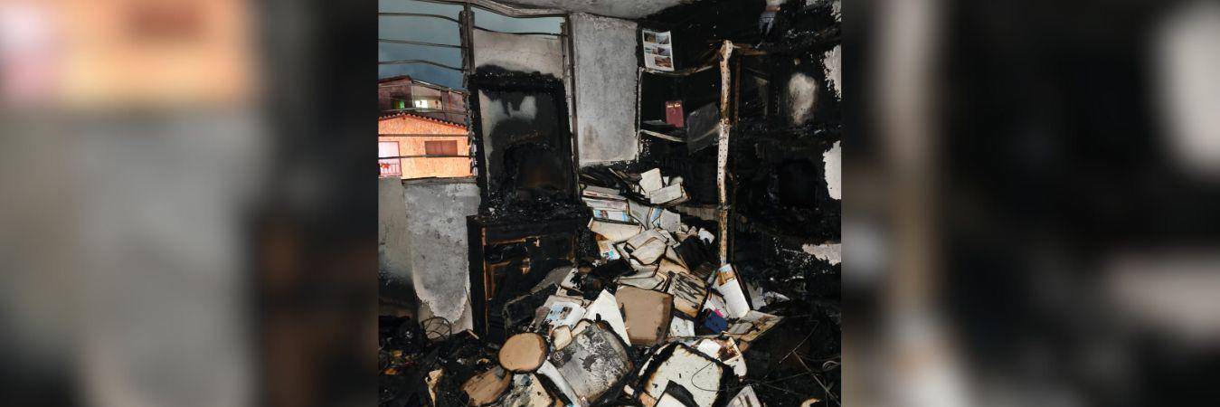Así quedó la habitación de la casa luego de controlar el fuego totalmente. FOTO: CORTESÍA SERGIO ECHAVARRÍA