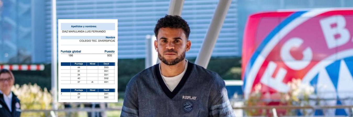 El futbolista Luis Díaz y sus resultados de las pruebas del Icfes. FOTO: IG LUISDIAZ19_ Y REDES 