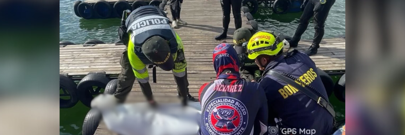 Después de varias horas fue recuperado el cuerpo del embalse. /FOTO: Grupo Especializado de Buceo del Oriente. 