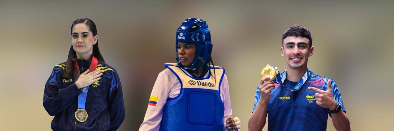 Los colombianos María Paulina Pérez (izq.), Gloria Mosquera (centro) y Juan Mantilla. FOTO: DEPORTES COLOMBIANO Y @WBEIMARLODICE